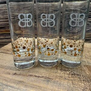 Set of 3 Bailey’s Irish Cream  Gold Confetti Tall Shot Glasses
